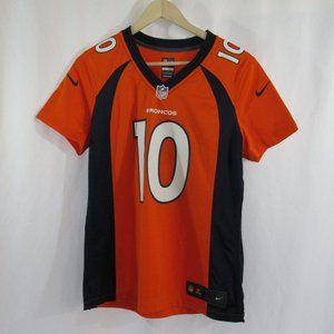 Denver Broncos Jersey #10 Sanders Boys size Medium Orange & Blue NFL Flawed Logo